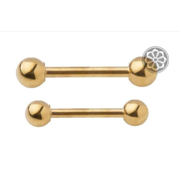 Piercing Microbell Reto 6mm Folheado a Ouro