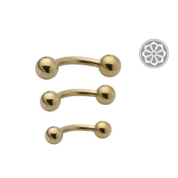 Piercing Microbell Curvo 8mm Folheado a Ouro