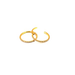 Piercing Argola Clicker 11mm Cravejada com Zircônia em Aço PVD Gold Frontal Pack 2 Unidades