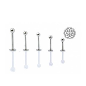 PIERCING LABRET 12MM 12 UNIDADES EM AÇO CIRÚRGICO