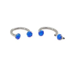 FERRADURA OPALA AZUL 8MM ROSCA INTERNA - TITÂNIO